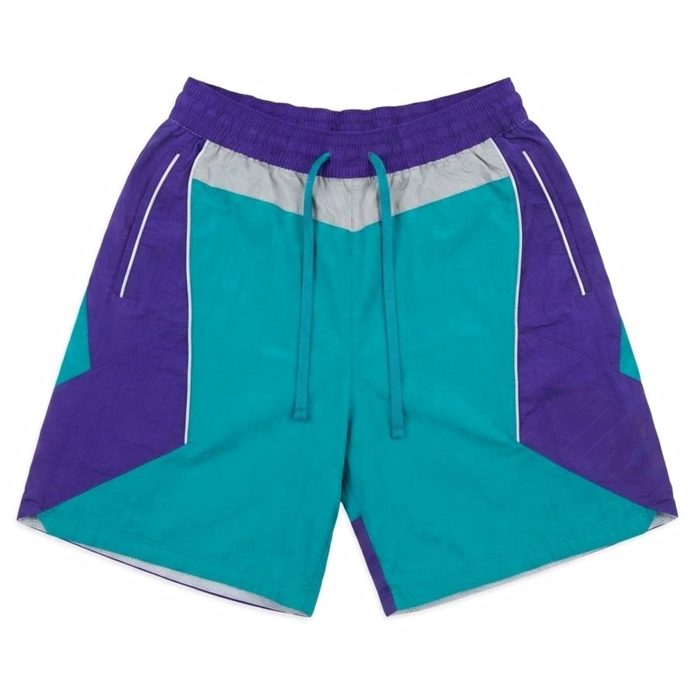 Nike Men's Colorblock Swim Trunks 34 Teal Purple Gray Lined Drawstring Pockets